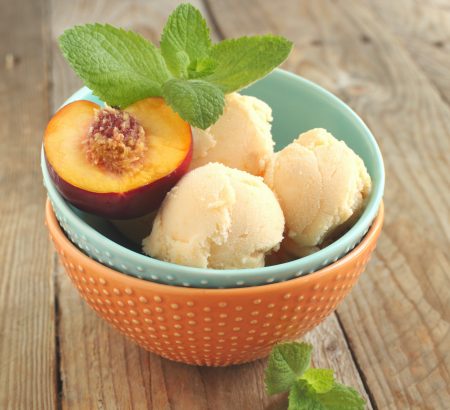 Peach ice cream (delicacy for children)